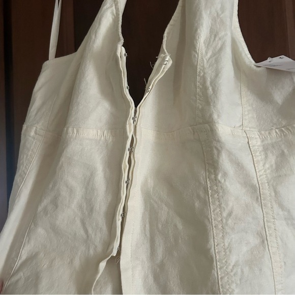 Urban Outfitters Linen Sari Seamed Vest Halter Tank Top Cream White NWT Size L - Picture 4 of 9